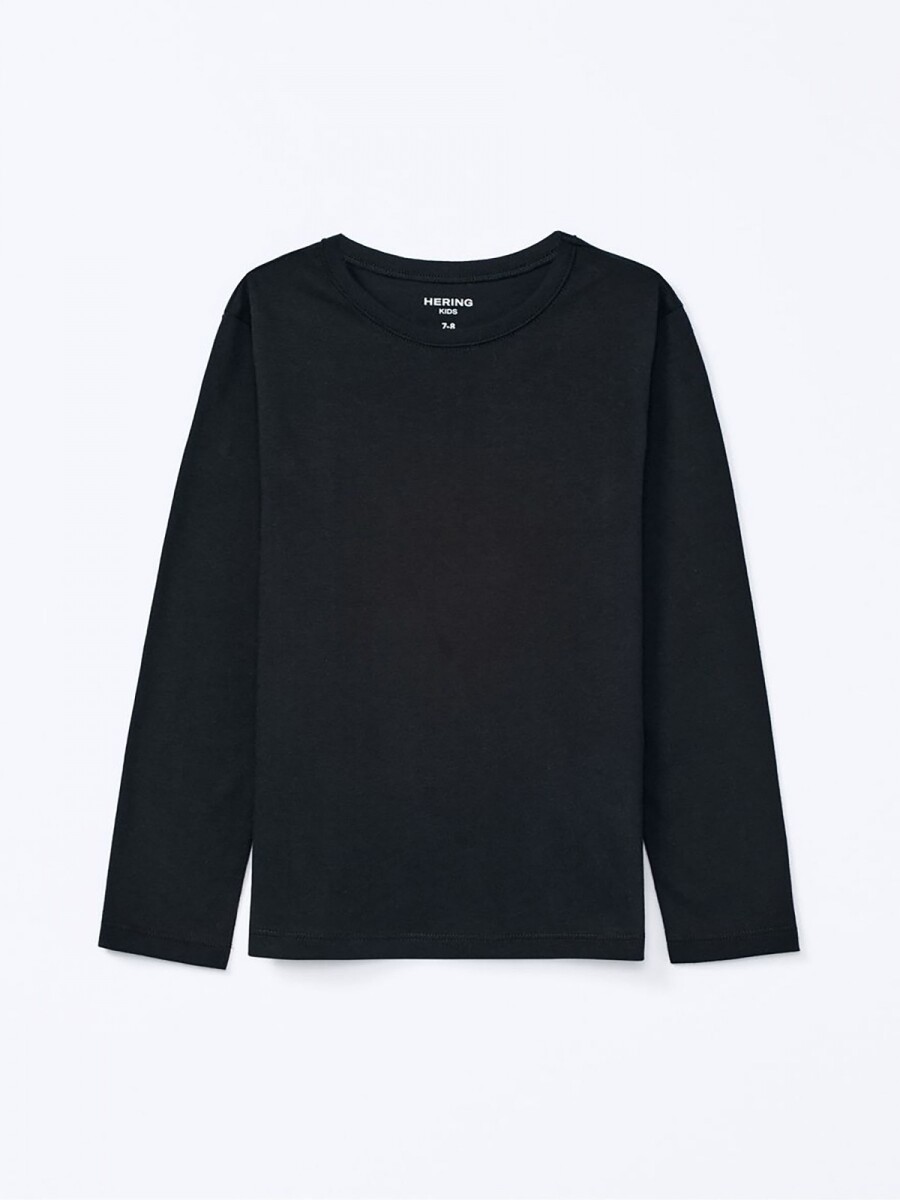 CAMISETA BÁSICA UNISSEX INFANTIL MANGA LARGA - NEGRO 