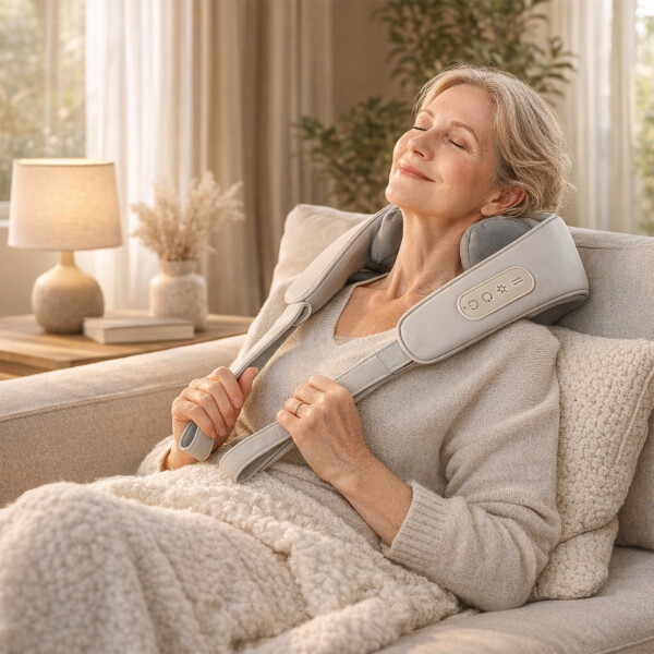 Masajeador Cervical Cuello Espalda Hombros 3 Modos 2 Niveles Color Blanco