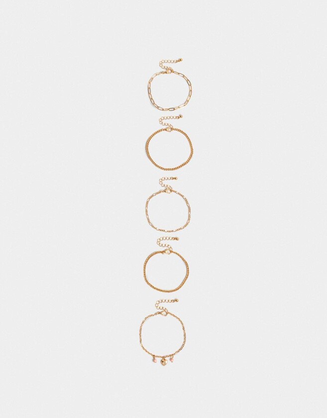 Pulseras Flexibles Sets Multi Cadenas Pulseras Flexibles Sets De Metal - Dorado