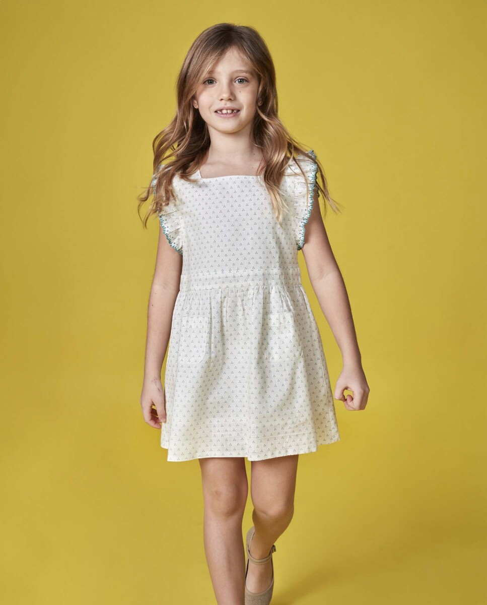 Vestido Con Lunares Pequeã±os Con Bordad - Blanco 