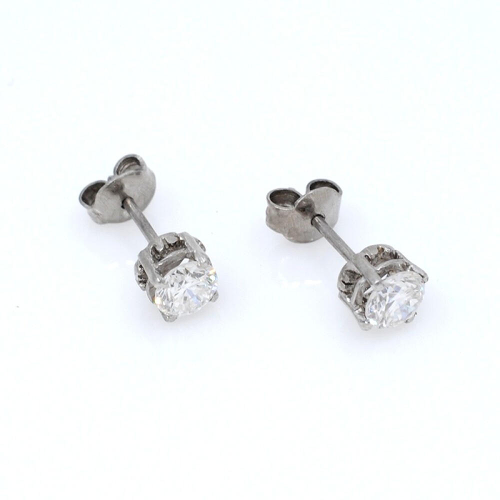 Caravanas antiguas en oro 18k blanco y brillantes Caravanas antiguas en oro 18k blanco y brillantes