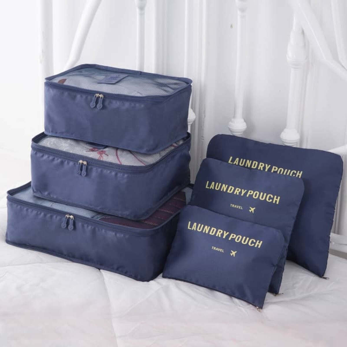 Set 6 bolsas organizadoras equipaje de viaje para valija - azul 