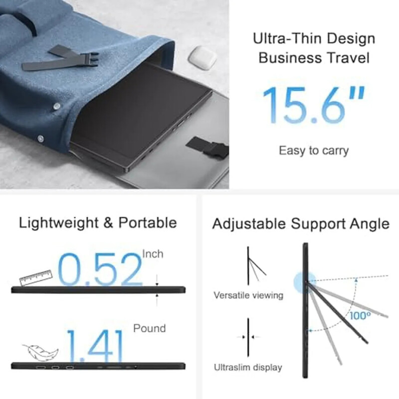 Monitor Portátil Ufyql Ultra Slim 15,6" FHD USB-C Hdmi Black Monitor Portátil Ufyql Ultra Slim 15,6" FHD USB-C Hdmi Black
