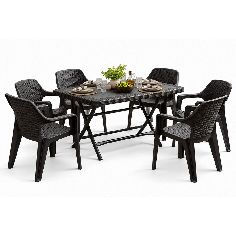 Set Mesa plegable + 6 Sillas Babel Negro