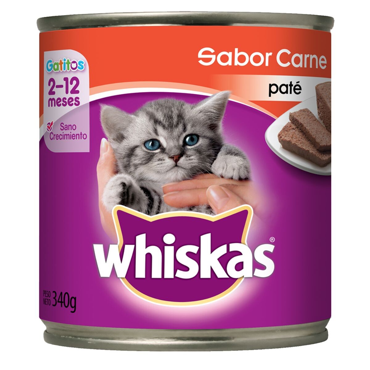 WHISKAS PATE LATA ALIMENTO HUMEDO - GATITOS CARNE 340 GR 