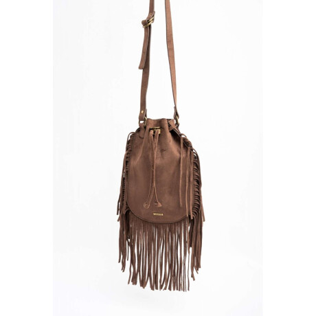 Cartera Flecos Gamuza Vegana Chocolate