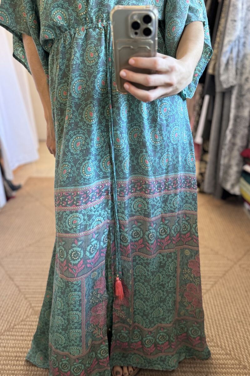 Vestido Manu de seda Tonos turquesa