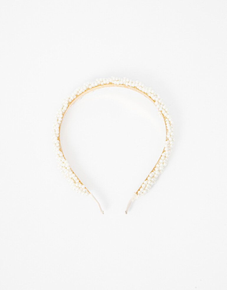 Vinchas Rígidas Perla Vincha Rígida De Perlas - Blanco Crema