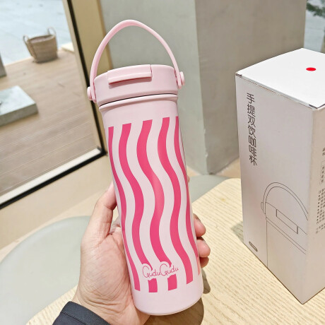 Vaso térmico de acero con infusor y asa - 610ml Rosado