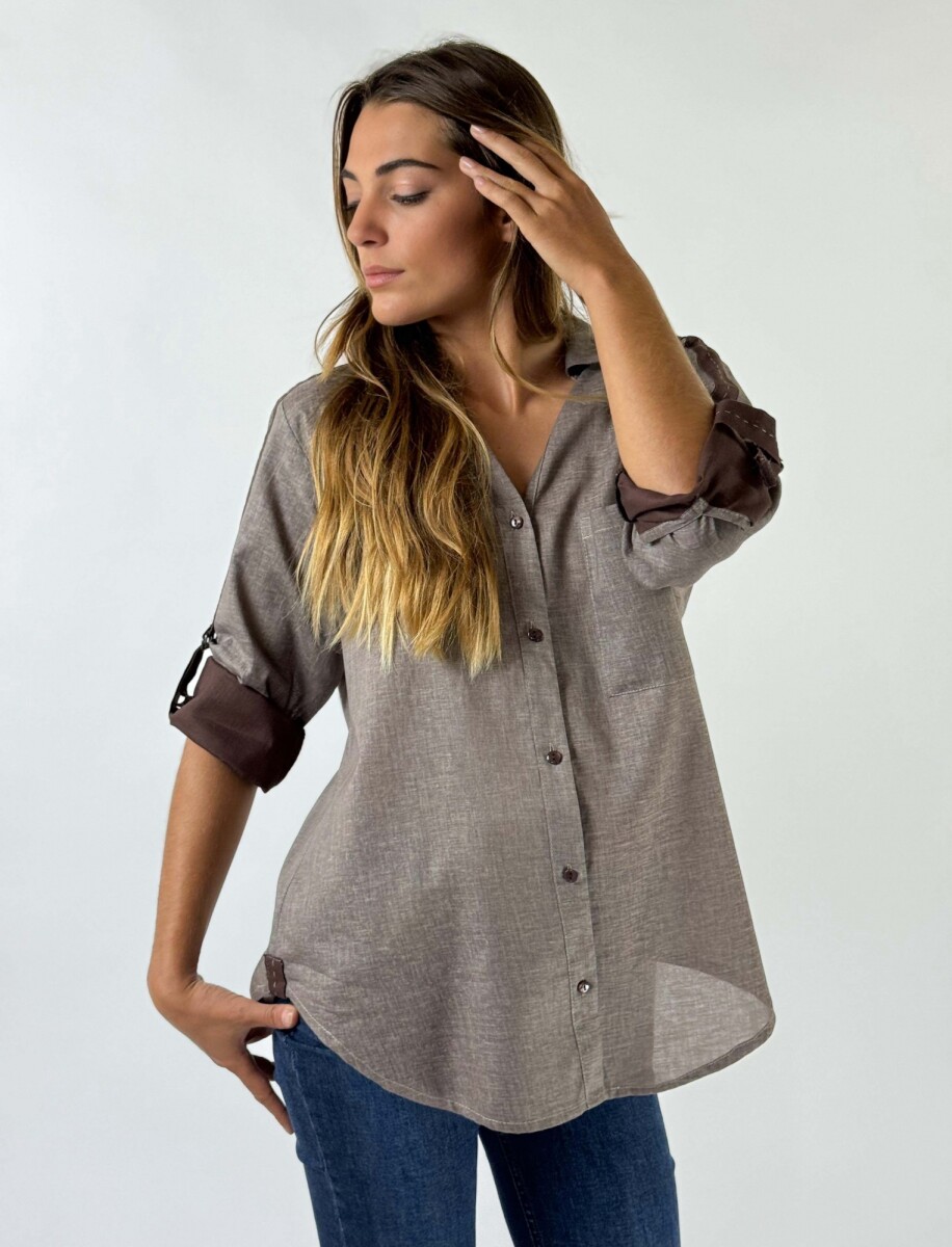 CAMISA BELLINI ALGODON - MARRON 