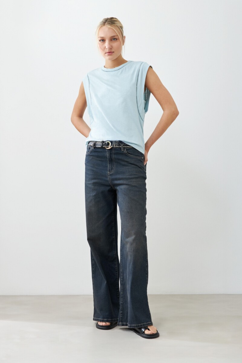 Musculosa con vainillas - verde agua 