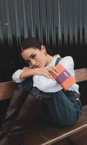 BILLETERA DEDALERA MANDARINA Y FUCSIA