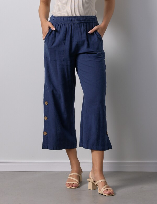 Pantalon Crop Det Botones AZUL