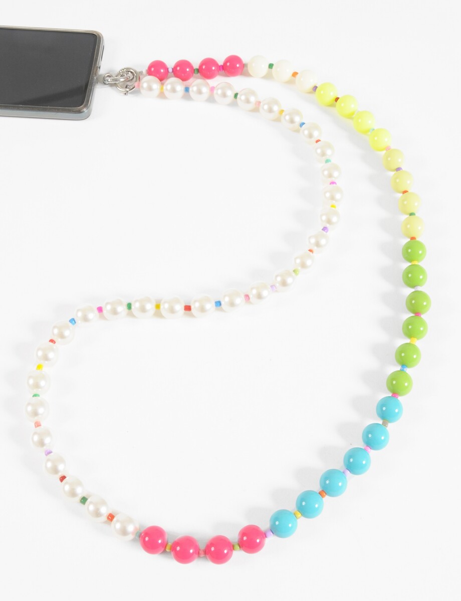 Cadena para celular borlas y perlas - multicolor 