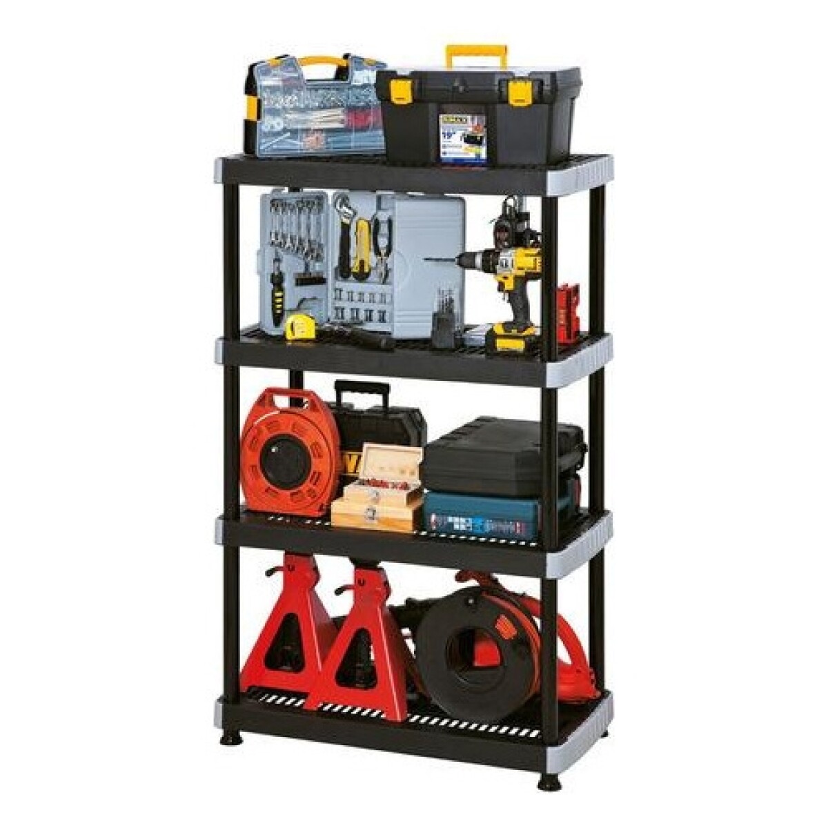 Estantería plástica ventilada Rimax 18" con 4 estantes - Negro 