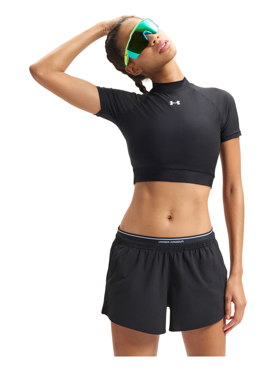 Top UA HeatGear Crop Mock SS Mujer 6010006-008 - Negro 