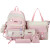 Set Mochila Impermeable Kawaii Estilo Coreano 5 Piezas Variante Color Rosa