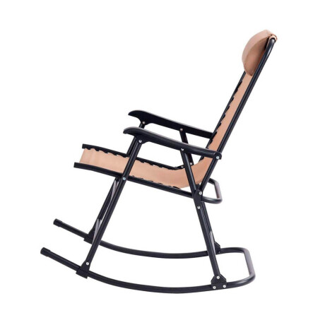 Silla Reposera Mecedora Plegable Con Almohadilla Beige