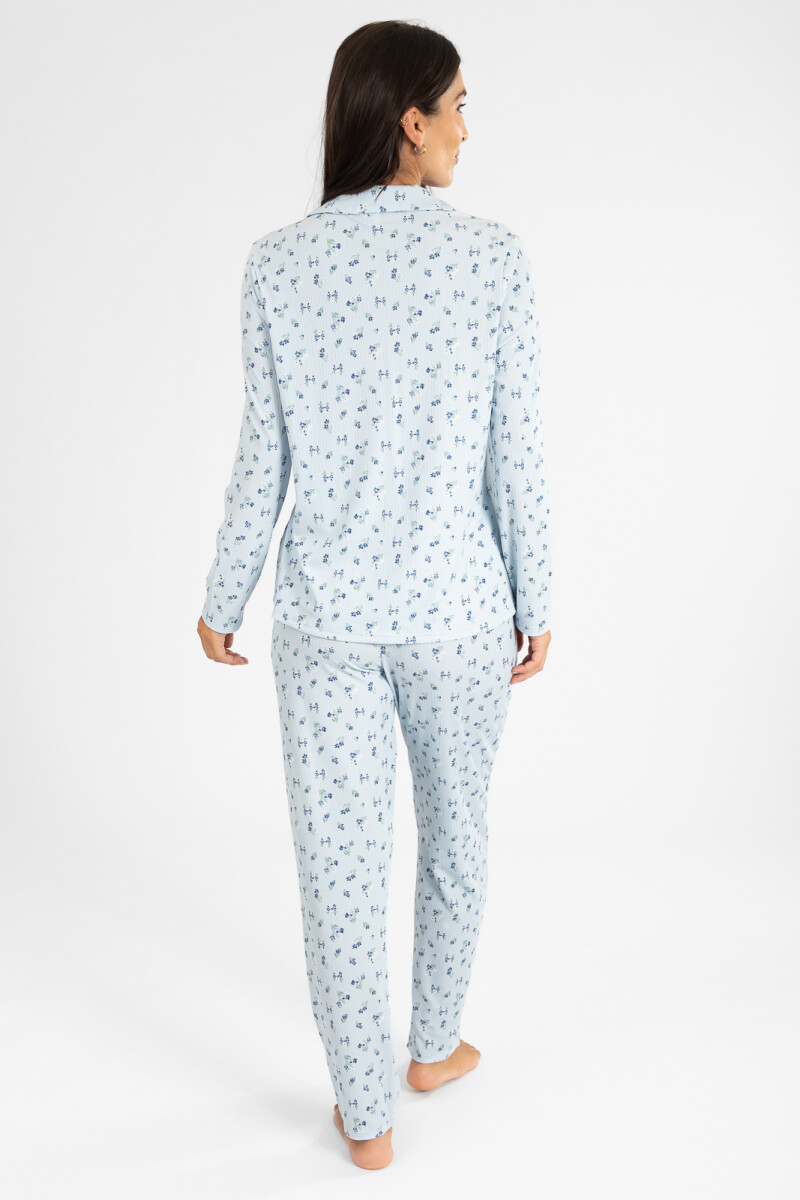 Pijama americano liberty ml Celeste