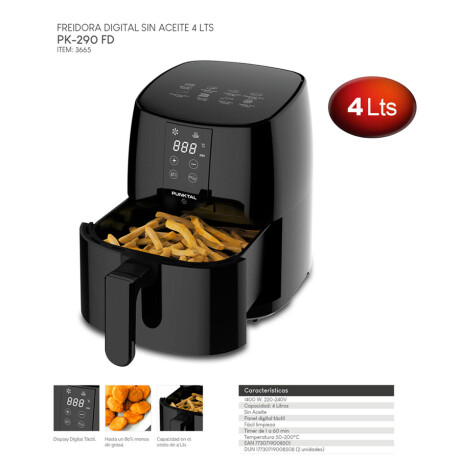 Freidora Sin Aceite 4 Lts. Punktal PK-290 FD Freidora Sin Aceite 4 Lts. Punktal PK-290 FD