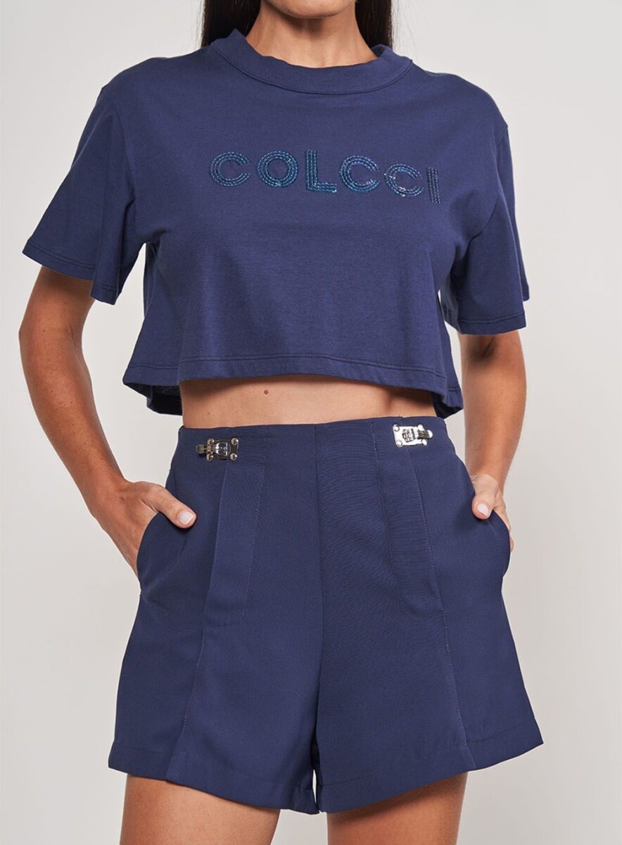 Remera crop con logo Colcci - Azul 
