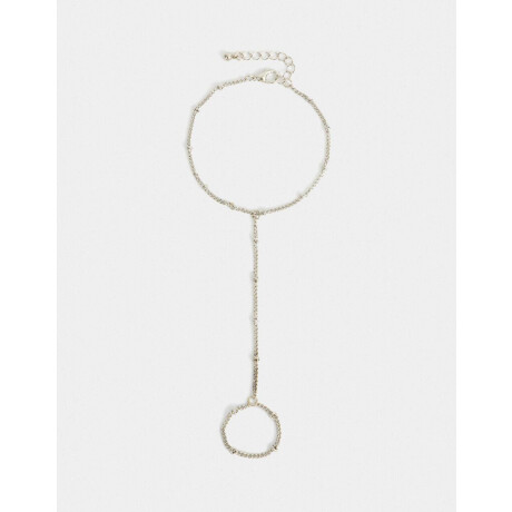 Pulsera Flexible Con Anillo Plateado