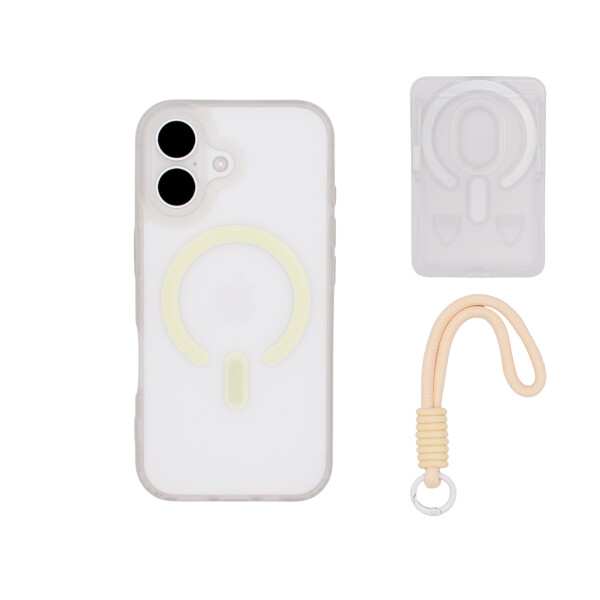 Protector para iPhone 16 correa + tarjetero transparente Protector Para Iphone 16 Correa + Tarjetero Transparente
