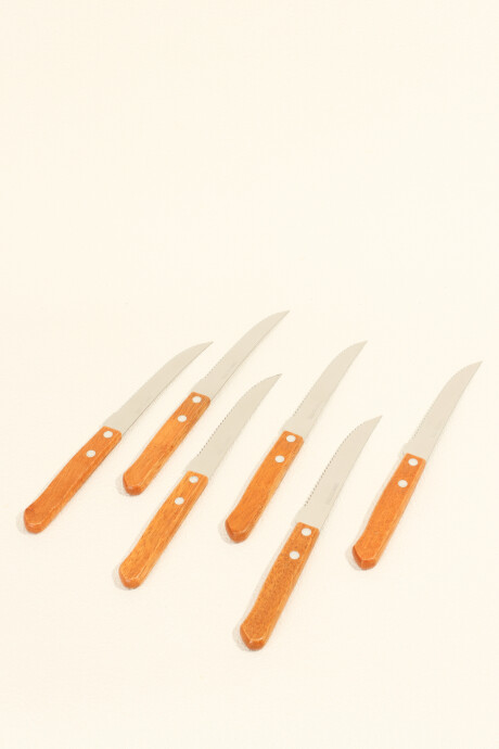 Cuchillo Mango Madera, 6un. Color Unico