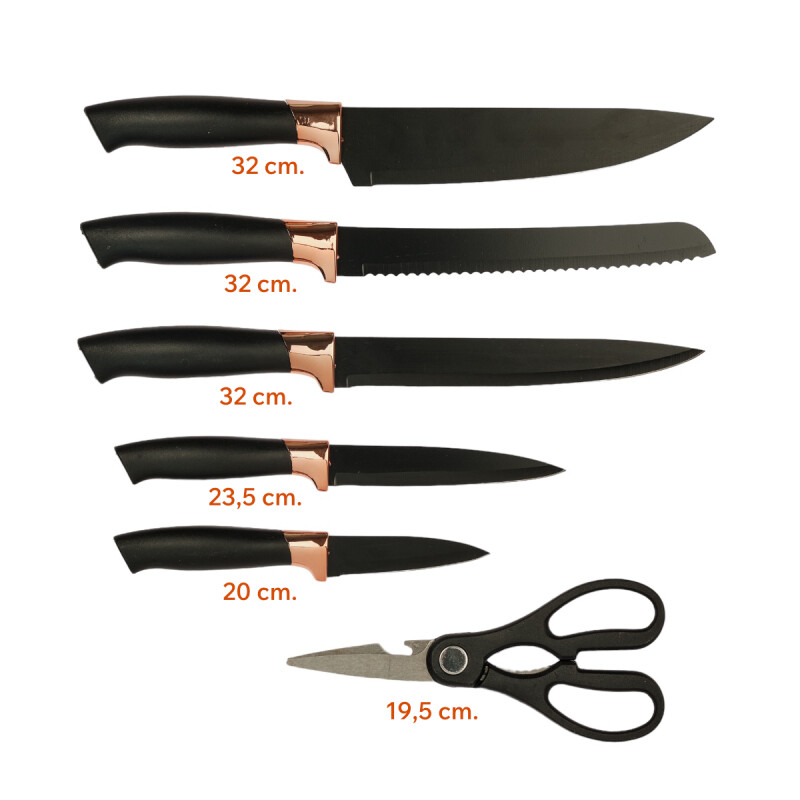 Set 19 Utensilios De Cocina Con Cuchillo Y Tabla Beige