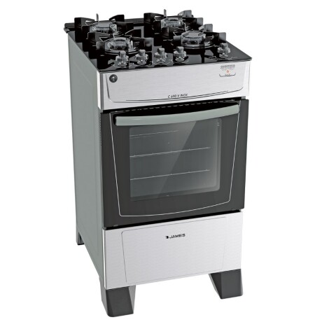 Cocina James 4H C-690 V inox. con mesada de vidrio negro Cocina James 4H C-690 V inox. con mesada de vidrio negro