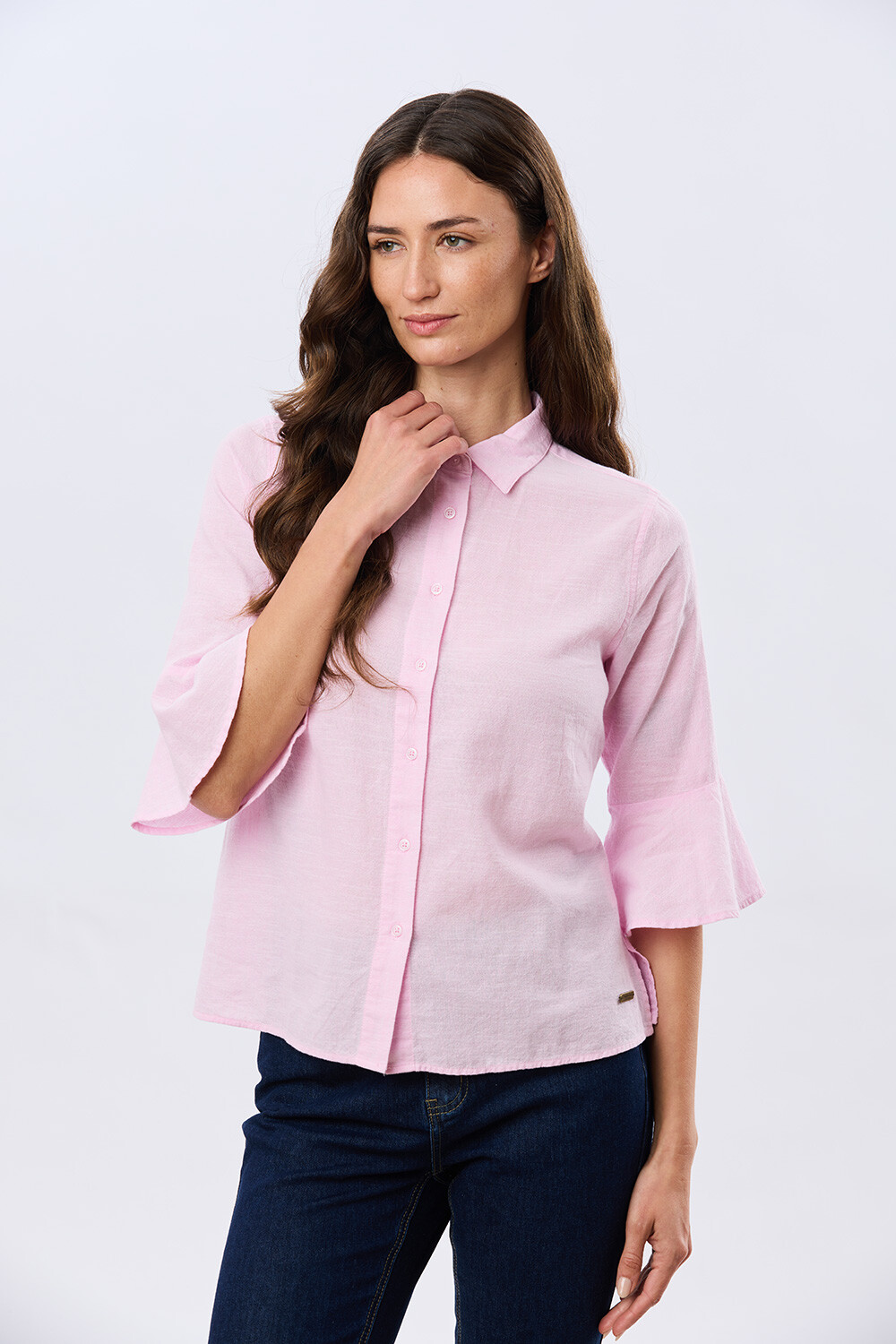 CAMISA DE LINO CON VOLADOS Rosacla