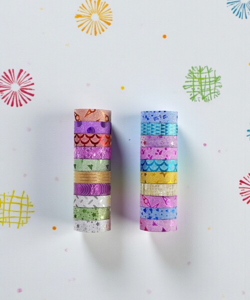 Cinta adhesiva glitter- Diseños surtidos Cinta adhesiva glitter- Diseños surtidos