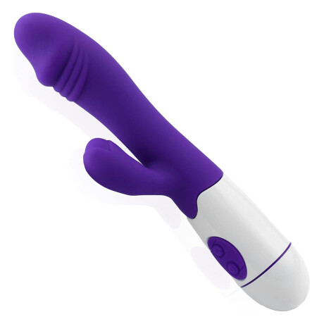 Vibrador Con Doble Estímulo Desing A Pila Violeta