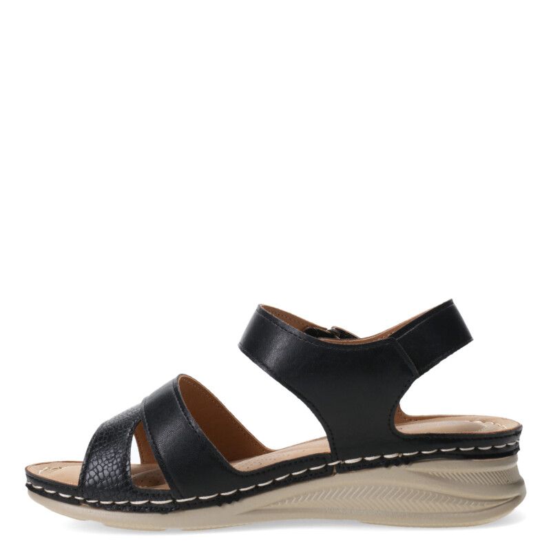 Sandalia de Mujer Lady Confort COPER con materiales combinados y tobillera con velcro Negro