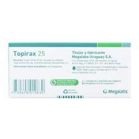 Topirax 25 mg 30 Comprimidos – Antiepiléptico de Dosis Baja y Uso Prolongado Topirax 25 mg 30 Comprimidos – Antiepiléptico de Dosis Baja y Uso Prolongado