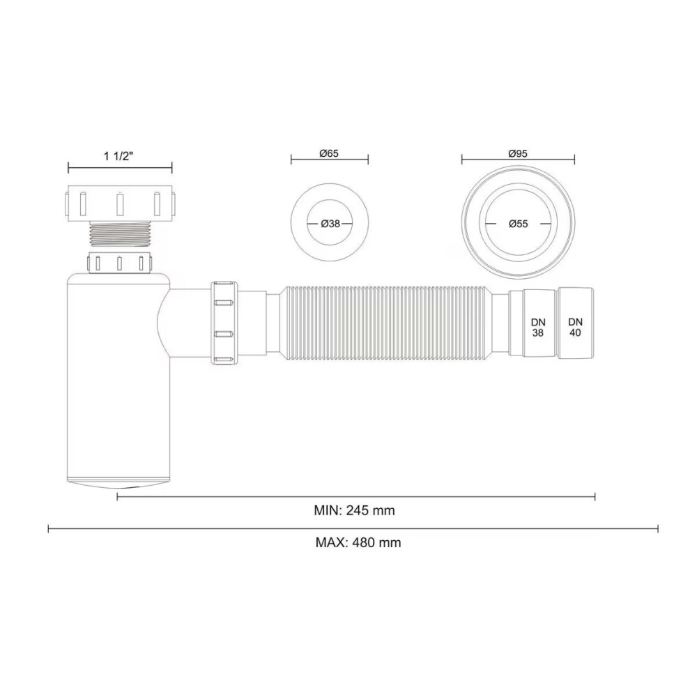 Sifón cromado botella chico plástico univer. Blukit Sifón Cromado Botella Chico Plástico Univer. Blukit