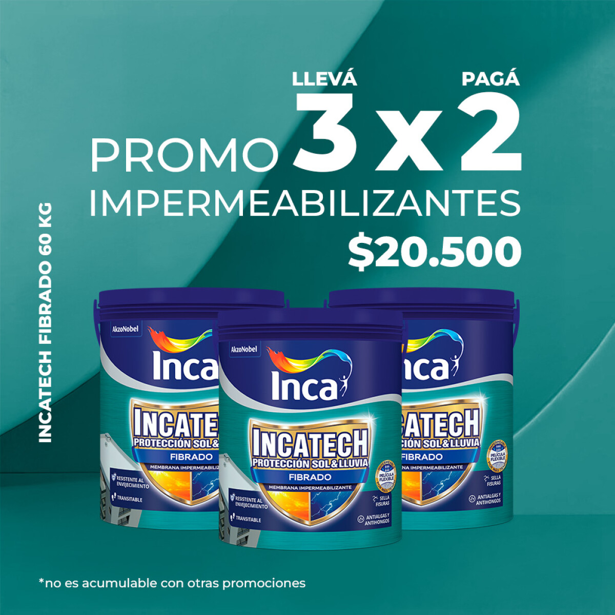 PROMO 3X2 INCATECH FIBRADO BLANCO 60 KG 