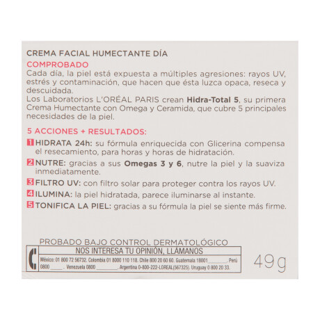 Crema Facial Día L'Oréal París Hidra Total 5 001