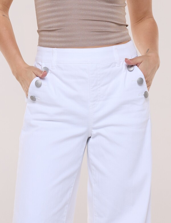 Jean Wide Leg Con Detalle Botones BLANCO