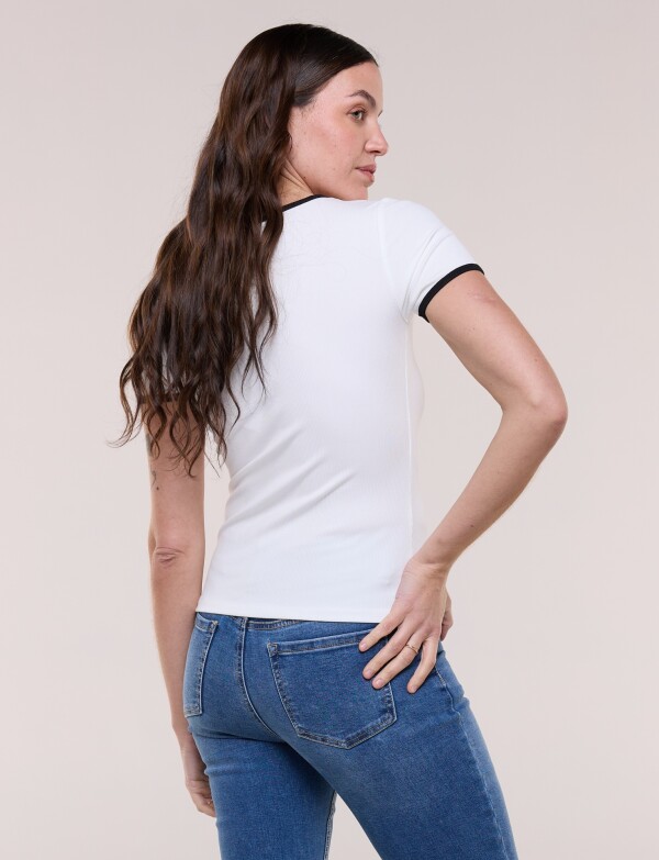 Remera Básica Ribs Contraste BLANCO/NEGRO