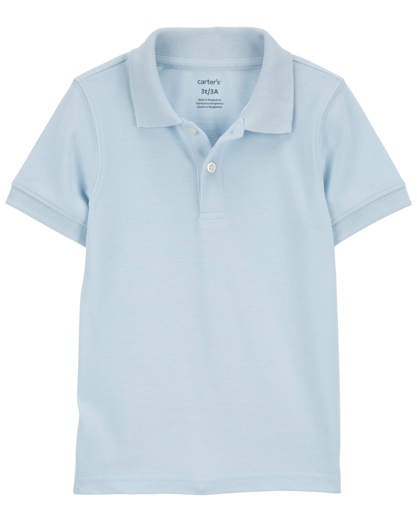 Remera polo de algodón, manga corta, azul Sin color