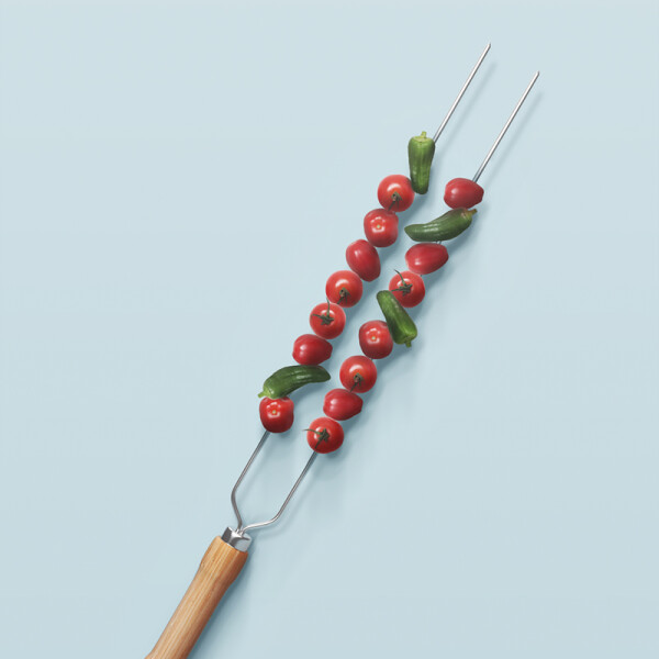 ESPETON DOBLE 55 CM PARA CHORIZO METAL
