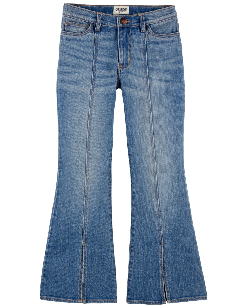 Pantalón jean, tiro alto, dobladillo dividido 