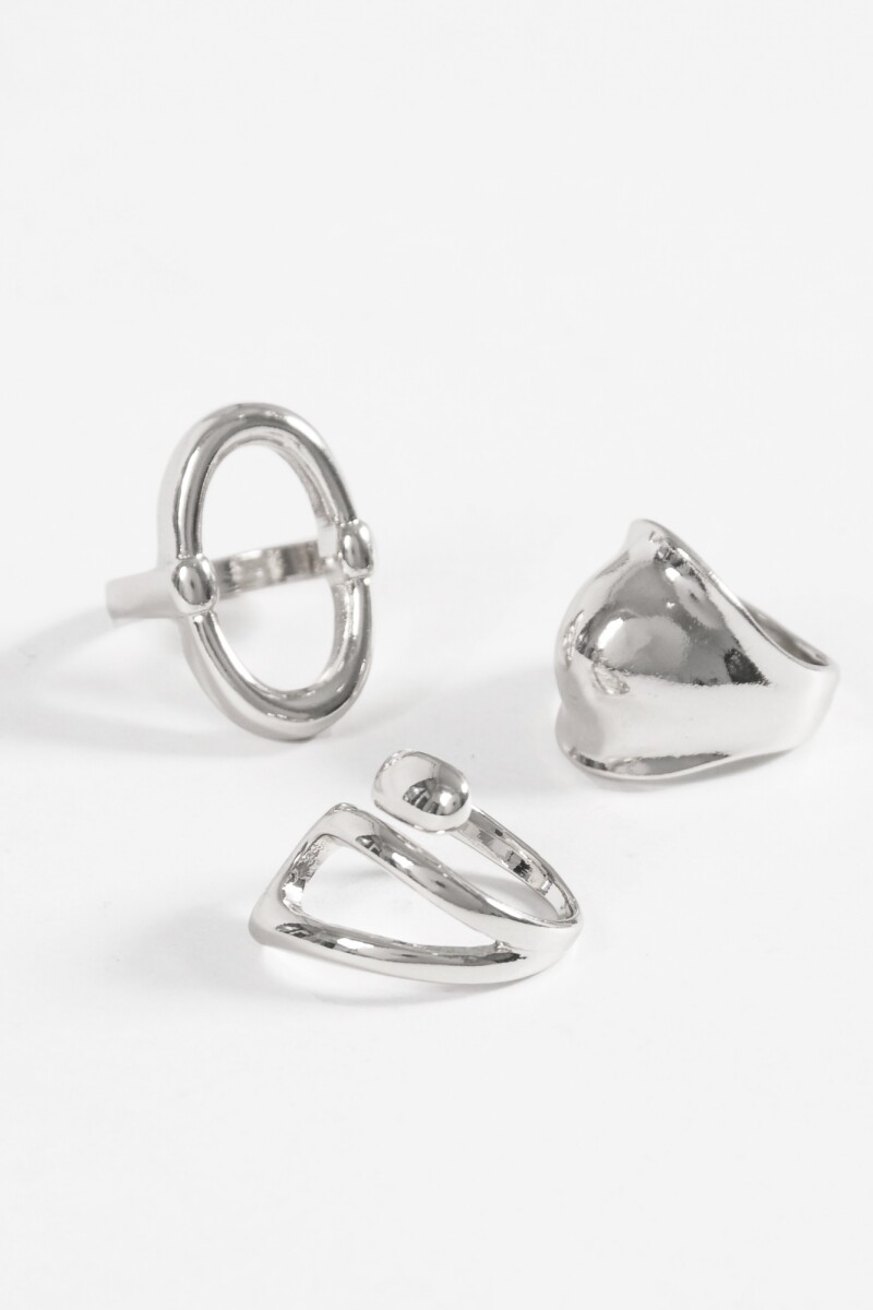 Set de anillos bold plateado