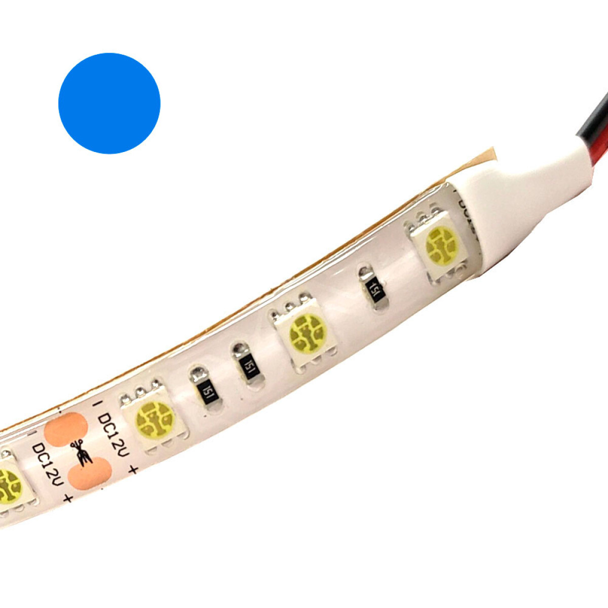 LAMPARA - CINTA LED AZUL 12V ROLLO 5 METROS - 