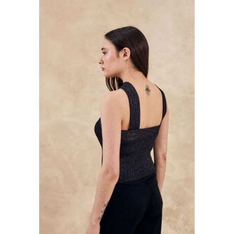 Top Cruzado Metalizado Negro