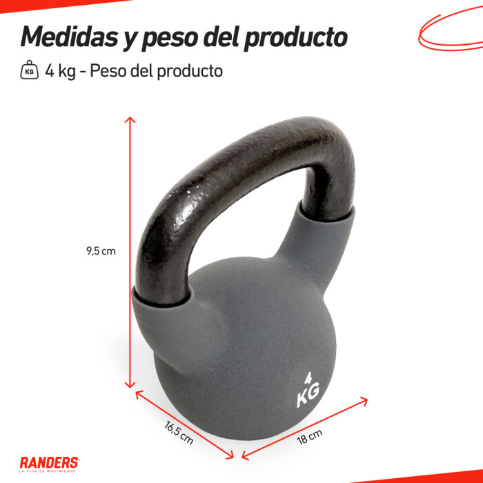 Pesa Rusa Kettlebell 4KG Recubierta Neopreno - Randers Pesa Rusa Kettlebell 4KG Recubierta Neopreno - Randers
