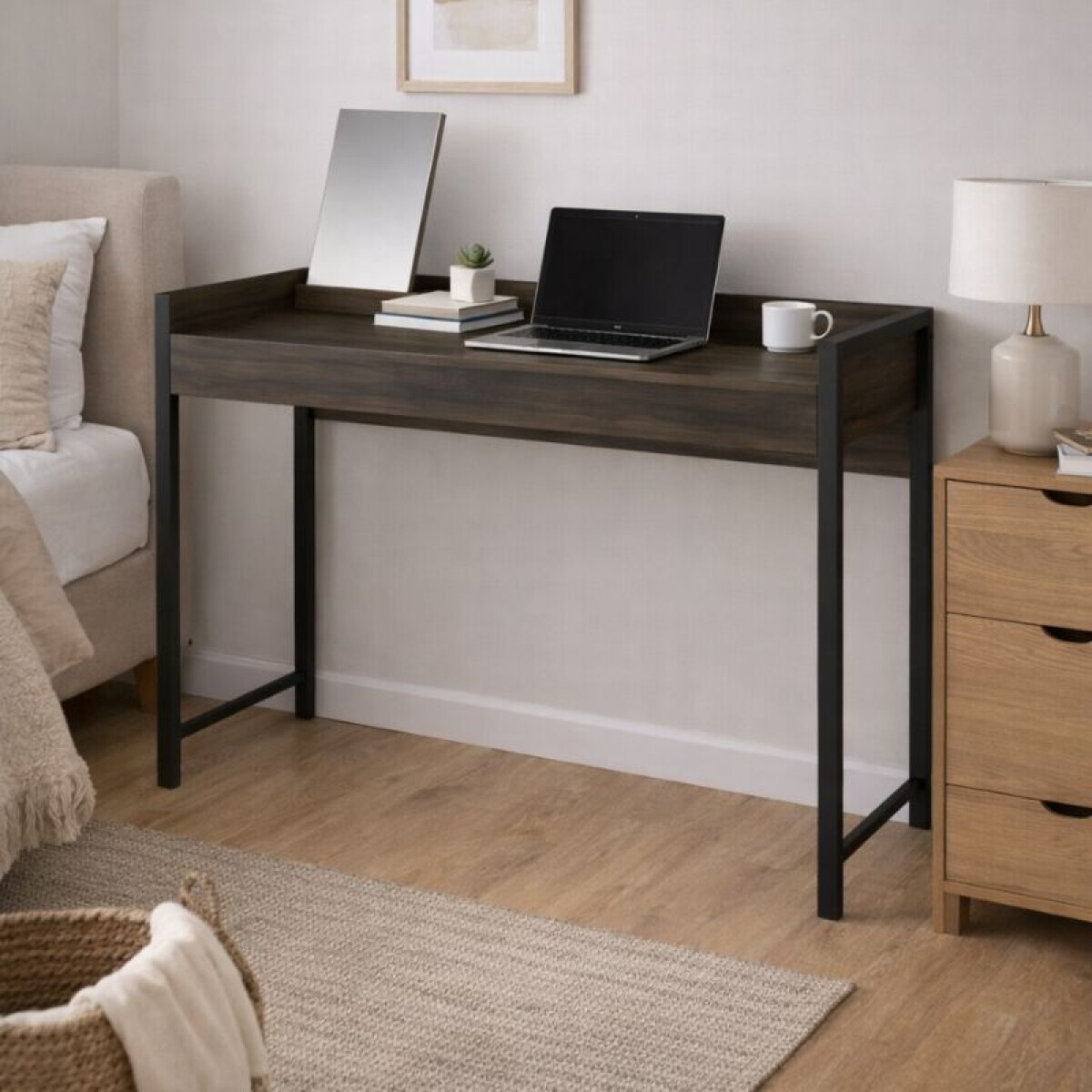 ESCRITORIO/TOCADOR CON ESPEJO - LEGNO/NEGRO MATE 