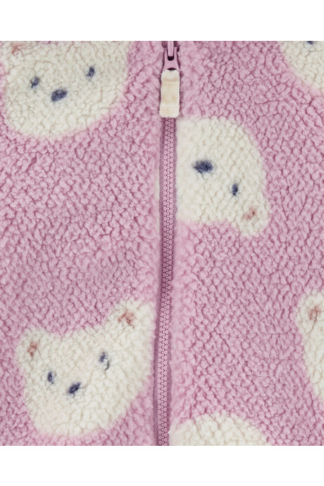 Set tres piezas, campera de sherpa, pantalón y body de algodón, diseño osos Sin color