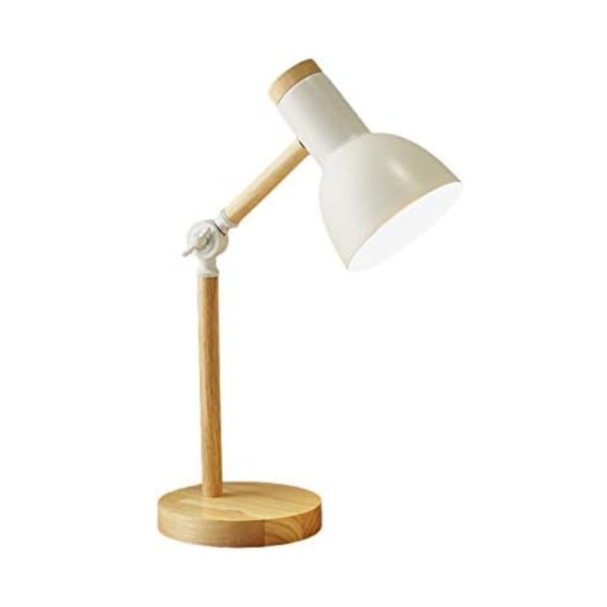 Lámpara de Escritorio Nórdica Articulada de Metal y Madera Color Blanco 